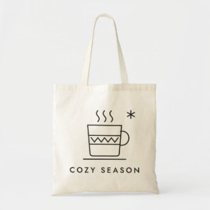 Cozy Season Knit Pattern Mug Linework Tote Bag