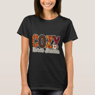 Cozy Season Nurse Autumn Fall Vibe Plaid Texture T-Shirt