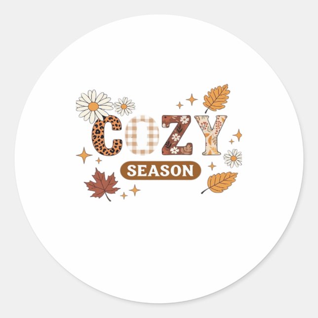Cozy Season Oversized T-Shirt Classic Round Sticker (Front)