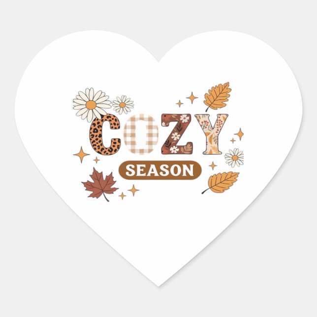 Cozy Season Oversized T-Shirt Heart Sticker (Front)
