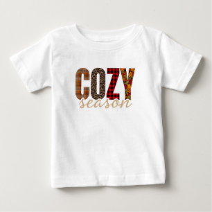 Cozy Season Plaid Leopard Fall Vibes Baby T-Shirt