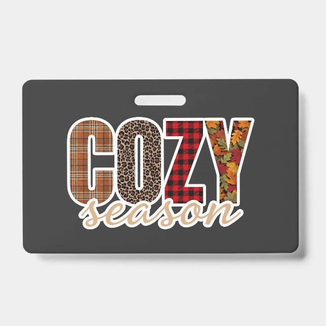 Cozy Season Plaid Leopard Fall Vibes Badge (Front)
