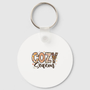 Cozy Season Pumpkin Autumn Fall Y'all Leaves Thank Keychain