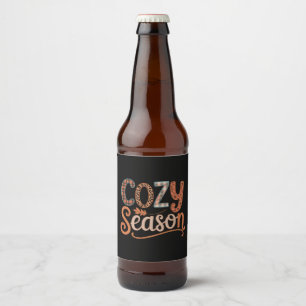 Cozy Season Retro Fall Get Cozy Thanksgiving Beer Bottle Label