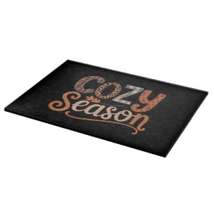 Cozy Season Retro Fall Get Cozy Thanksgiving Cutting Board