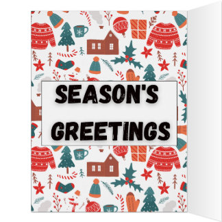 Cozy Season’s Greetings Pattern Christmas Pocket F