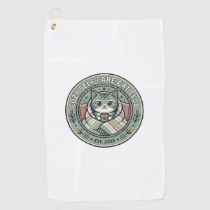 Cozy Self Care Cat Cat Graphic Tee Art - Cozy Self Golf Towel