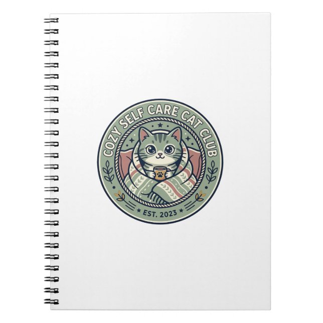 Cozy Self Care Cat Cat Graphic Tee Art - Cozy Self Notebook (Front)