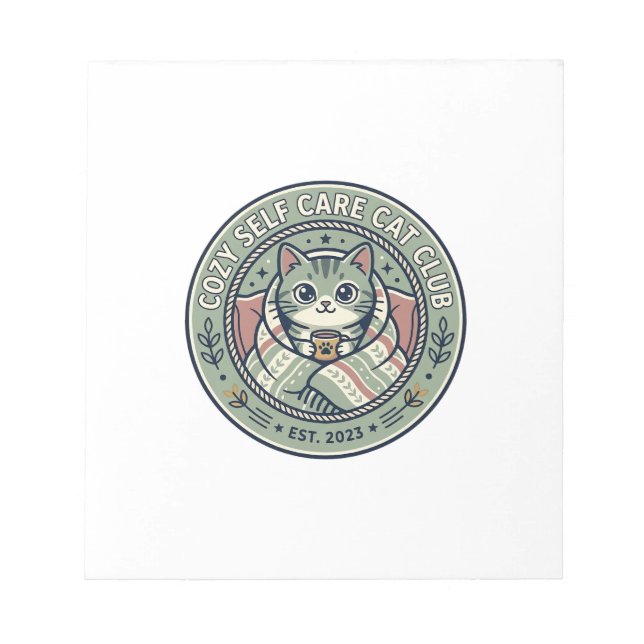 Cozy Self Care Cat Cat Graphic Tee Art - Cozy Self Notepad (Front)