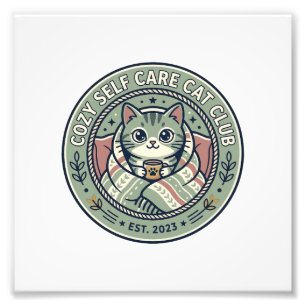 Cozy Self Care Cat Cat Graphic Tee Art - Cozy Self Photo Print
