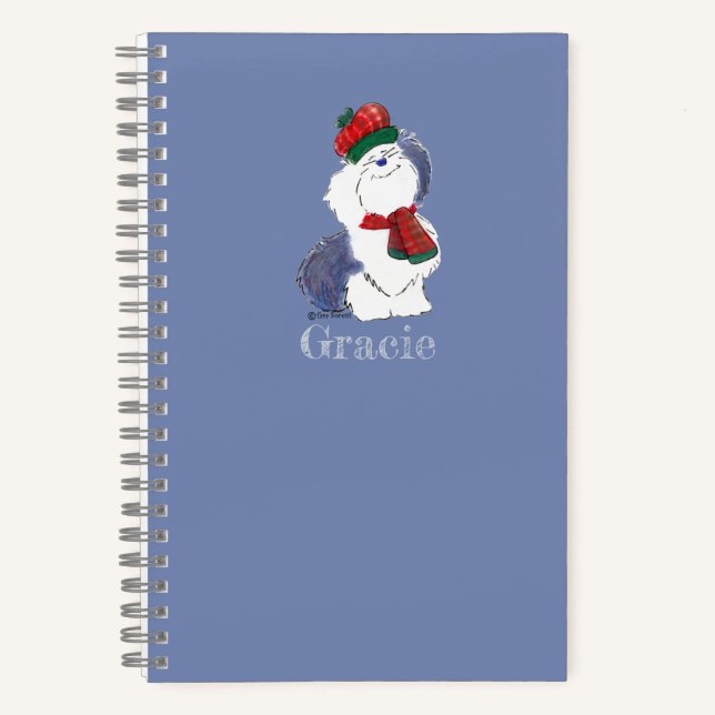 Cozy Sheepdog Simple Dog Lover Winter Custom Notebook (Front)