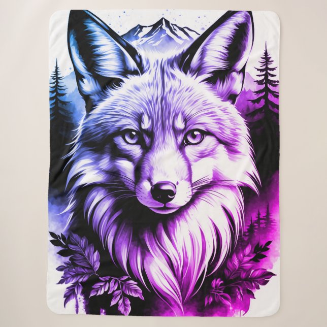 Cozy Sherpa Blanket with Vibrant Fox Design – Soft (Front)