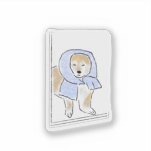 Cozy Shiba Inu Dog with Scarf Illustration