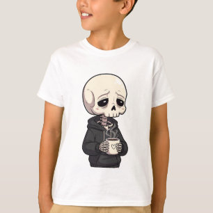 Cozy Skeleton Coffee Kids T-Shirt