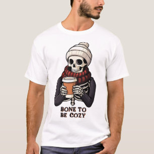 Cozy Skeleton Fall Halloween Doodles Fun Party Tha T-Shirt
