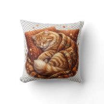 Cozy Sleeping Cat Throw Pillow