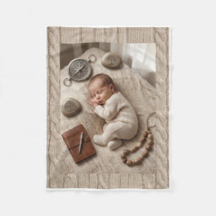 Cozy Sleeping Kitten In Basket Fleece Blanket