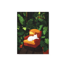 Cozy Sleeping White Cat Illustration Art