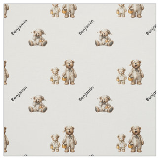 Cozy Sleepy Bear Design with Custom Name Pattern Fabric