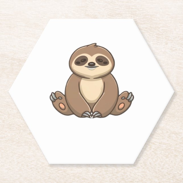 Cozy Sloth Classic T-Shirt Paper Coaster (Front)