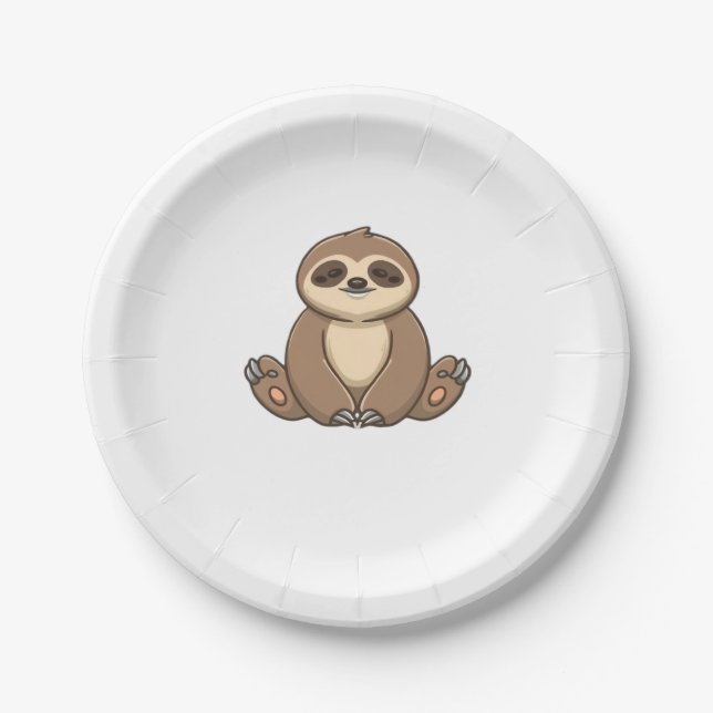 Cozy Sloth Classic T-Shirt Paper Plate (Front)