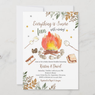 Cozy S'mores Fall Baby Shower Invitation