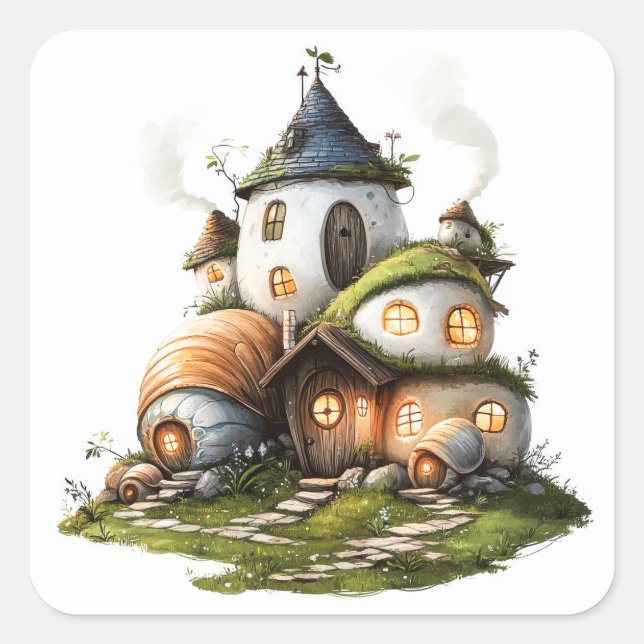 Cozy Snail Shell Cottages Square Sticker (Front)