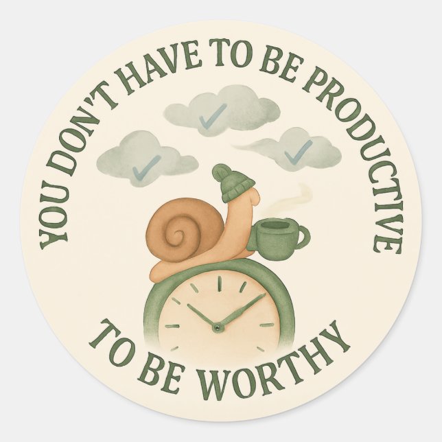 Cozy Snail Sticker | Slow Living Quote (Front)