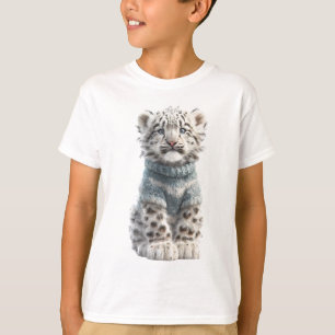 Cozy Snow Leopard Cub Kids T-Shirt