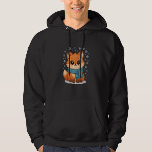 Cozy Snow Season Cute Kawaii Winter Fox with Scarf Hoodie