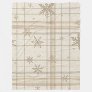Cozy Snowflake Gingham Plaid Blanket –Warm Neutral