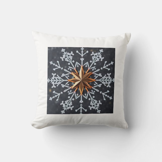 Cozy Snowflake Haven Throw Pillow (Front)