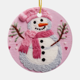 Cozy Snowman Bliss Ceramic Ornament