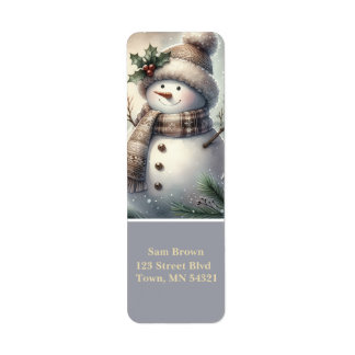 Cozy Snowman Christmas Custom Return Address