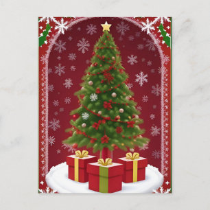 ✨ Cozy Snowy Christmas Tree Winter Night Postcard