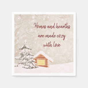 Cozy Snowy Country Winter Cabin Napkin