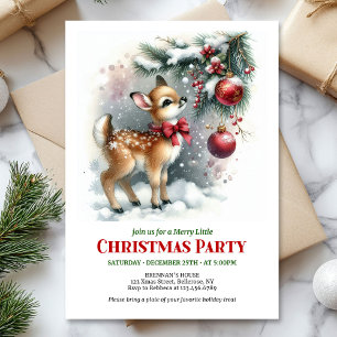 Cozy snowy forest baby deer Christmas invitation