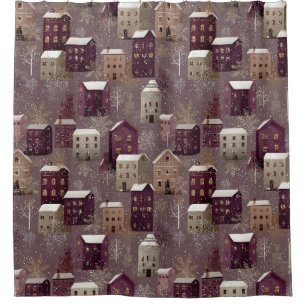 Cozy Snowy Winter Village Pattern (1)