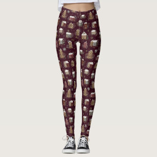 Cozy Snowy Winter Village Pattern (2) Leggings