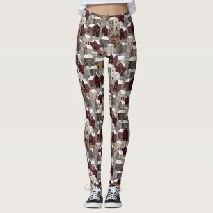 Cozy Snowy Winter Village Pattern (3) Leggings