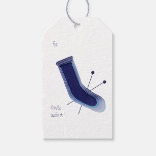 Cozy sock gift tag - Blue - ideal for knitters