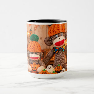 Cozy Sock Monkey Halloween Party Mug