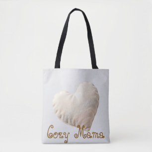 Cozy Soft Heart Minimalist Mama Throw Tote Bag