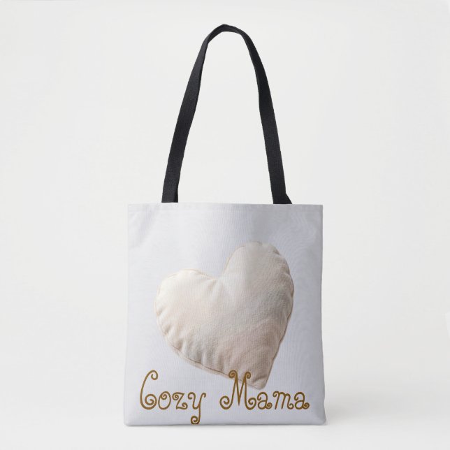 Cozy Soft Heart Minimalist Mama Throw  Tote Bag (Front)