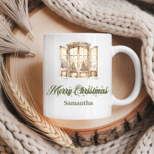 Cozy soft pastel Nordic design custom name Christm Coffee Mug