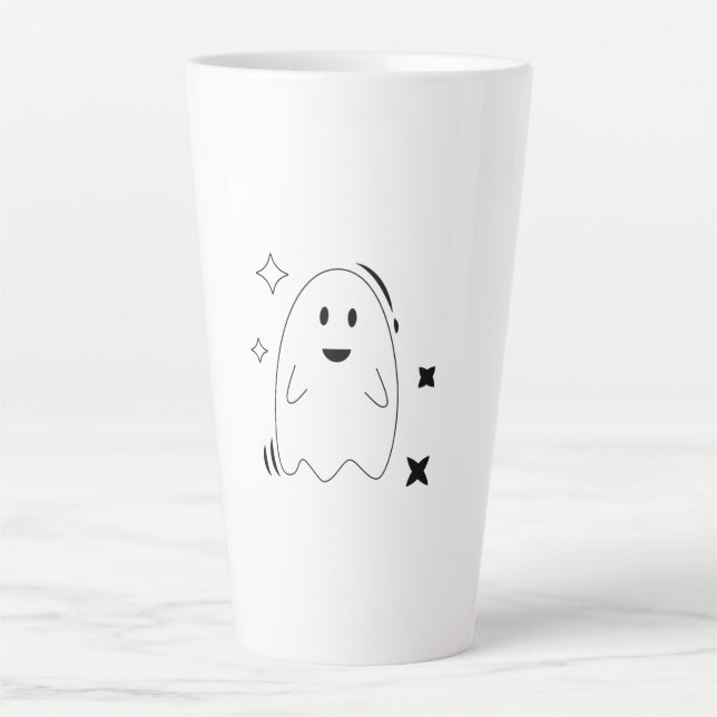 Cozy Spooky Celestial Ghost Star Line Art Mug (Front)