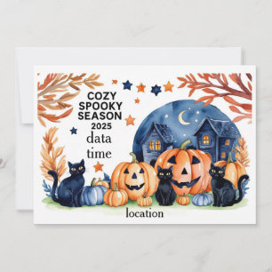 Cozy Spooky Season 2025 Watercolor Invite