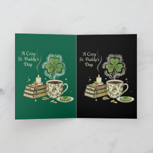 Cozy St. Paddy's Day Irish Coffee and Vintage Book Card