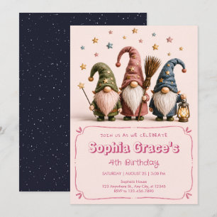 Cozy Storybook Gnome Birthday Party Invitation