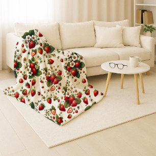 Cozy Strawberry Botanical Sherpa Blanket